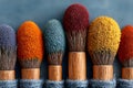 Vibrant Array of Colorful Powdered Brushes for Artistic and Design Creativity Generative AI Royalty Free Stock Photo
