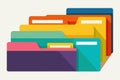 A vibrant array of file folders is neatly arranged, showcasing different colors for effective document organization and management Royalty Free Stock Photo