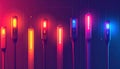 Cyberpunk Energy - Glowing Neon Light Rods Royalty Free Stock Photo