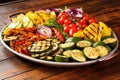 vibrant array of grilled vegetables on a large oval platter