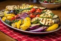 vibrant array of grilled vegetables on a large oval platter