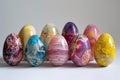 Colorful handpainted easter eggs on display Royalty Free Stock Photo