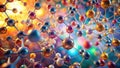 A vibrant array of interconnected molecules, showcasing a complex network of atoms bound together in a dazzling display of color Royalty Free Stock Photo