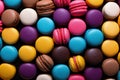 A vibrant array of macaroons entice with their sweet confectionery charm