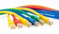 Colorful Ethernet Network Cables on a White Background Royalty Free Stock Photo