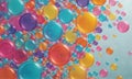 vibrant array multicolored bubbles floats and floats against light blue backdrop, creating dynamic and Royalty Free Stock Photo