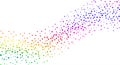 A vibrant array of multicolored dots forms a dynamic wave pattern across a white Royalty Free Stock Photo