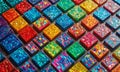 vibrant array multicolored square tiles arranged in diagonal pattern, creating visually striking and dynamic Royalty Free Stock Photo