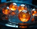 A Vibrant Array of Orange Balls Resting on a Translucent Glass Plate