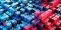 A vibrant array of red to blue gradient cubes creating a mesmerizing geometric pattern AI Generative