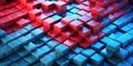 A vibrant array of red to blue gradient cubes creating a mesmerizing geometric pattern Generative By AI Royalty Free Stock Photo