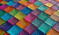 vibrant array square tiles in various colors arranged in diagonal pattern, creating visually striking and Royalty Free Stock Photo