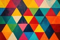 A vibrant array of triangular shapes forms a striking geometric pattern filled with various colors, creating visual Royalty Free Stock Photo