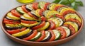 French ratatouille with colorful vegetables and olive oil. Royalty Free Stock Photo