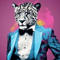 Cool Jaguar Leopard Suit Canvas Art Pop Culture Mashup Fashion-illustration