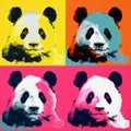 Colorful Pop Art Posters Of Panda Bear In Andy Warhol Style