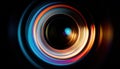 Vibrant And Artistic Close-Up Of Camera Lens With Multi-Ed Light Painting Effects Depicting Royalty Free Stock Photo