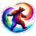 Vibrant artistic drawing of a bear with colorful design