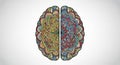 Vibrant artistic representation of human brain hemispheres with intricate mandala patterns Royalty Free Stock Photo