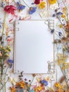 Vibrant and Artsy Hand Drawn Stationery Frame Composition with a Handmade PlannerDecorative Binder Clipsand Pressed Dried