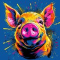 Colorful Pig In Pop Art Style: Explosive Wildlife And Vibrant Caricatures