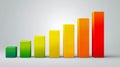 Vibrant ascending bar chart with gradient colors from green to red representing progressive growth and increasing data values on a Royalty Free Stock Photo
