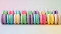 Colorful macarons in a row display Royalty Free Stock Photo