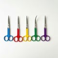 Vibrant assorted scissors collection displayed on white background isolated on white background Royalty Free Stock Photo