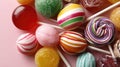 Colorful Candy Selection on Pastel Background - Sweet and Playful Confectionery Display for Royalty Free Stock Photo
