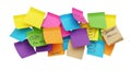 Vibrant assortment of colorful sticky notes clustered together creating a dynamic visual isolated on white background Royalty Free Stock Photo