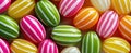 The vibrant assortment of colorful striped Easter eggs on a festive background. AI generated image Royalty Free Stock Photo