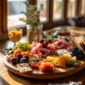 Colorful Charcuterie Plate on Wooden Board