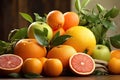 Vibrant Assortment of Fresh Oranges, Grapefruits, Apples, and Carrots for Juicing
