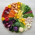 Of fresh vegetables arranged in a circular pattern on a light colored Royalty Free Stock Photo