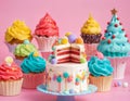 Vibrant Assortment of Frosted Cupcakes