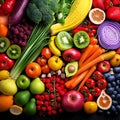 A group of different colored fruits and vegetables Royalty Free Stock Photo