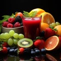 Vibrant assortment fruits veggies smoothies