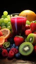 Vibrant assortment fruits veggies smoothies Royalty Free Stock Photo