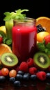 Vibrant assortment fruits veggies smoothies