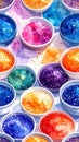 Vibrant Assortment of Glitter Pots in a Rainbow of Colors Royalty Free Stock Photo