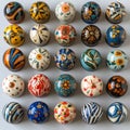 Colorful Collection of Hand-Painted Ceramic Knobs Royalty Free Stock Photo