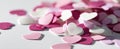 The vibrant assortment of heart-shaped confetti on a white background.AI generated image Royalty Free Stock Photo