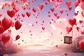 A vibrant assortment of hearts suspended in mid-air, creating a captivating visual representation of love and affection, A love Royalty Free Stock Photo
