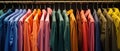 Vibrant Assortment Of Shirts Thoughtfully Organized On A Hanging Rack