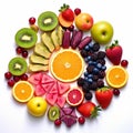 Exotic Fruit Medley in a Circular Frame