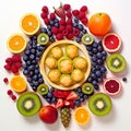 Exotic Fruit Medley in a Circular Frame