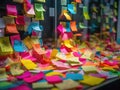 Motivational sticky notes on office glass wall Royalty Free Stock Photo