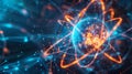 Vibrant Atomic Structure Illustration with Electrons Orbiting. Abstract Scientific Image Depicting Quantum Mechanics Royalty Free Stock Photo