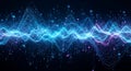 Vibrant audio waveform visualization with glowing lines and jellyfish shapes Royalty Free Stock Photo