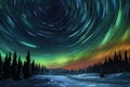 vibrant aurora spiraling around earths magnetic pole